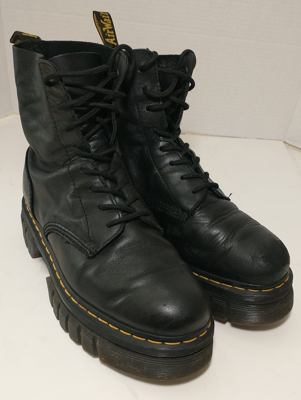 Dr. Martens Audrick 8 Eye Black Platform Boots, Size 10, Goth, Grunge, Biker